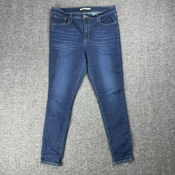 Levis Womens 721 High Rise Skinny Jeans Size 32 Blue Denim dark wash faded - Picture 2 of 7